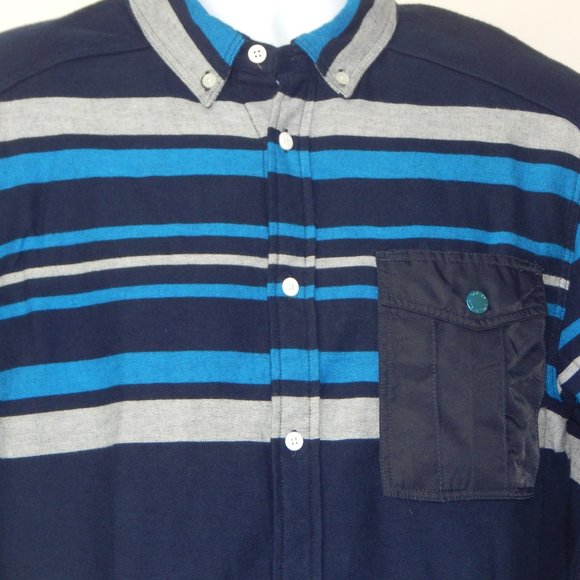 Scotch & Soda Amsterdams Blauw Button Front Wool Blend Flannel Shirt NWT - Picture 2 of 8